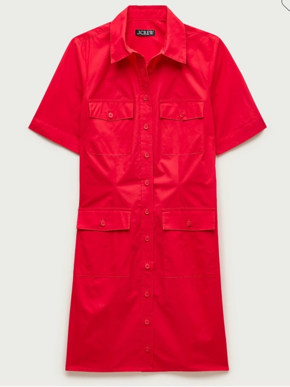 NEW J. Crew utility shirt-dress in cotton poplin in Festival Red 10 CS984 mini